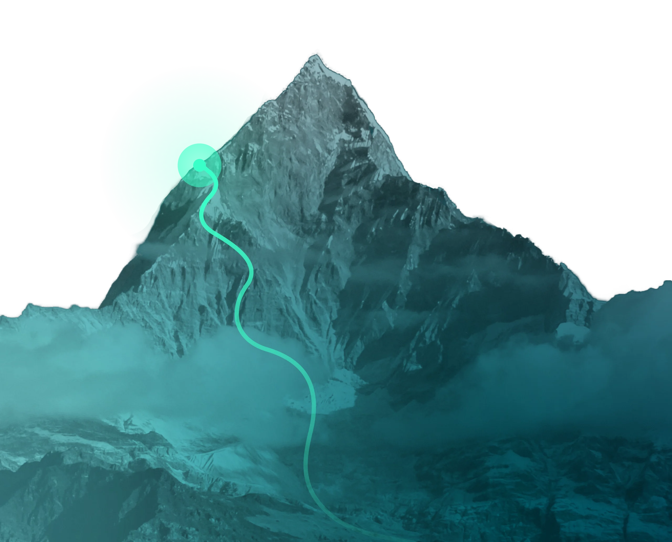Graphic: The path to the summit, as an allusion to the promotion, stylized in a picture of a mountain.