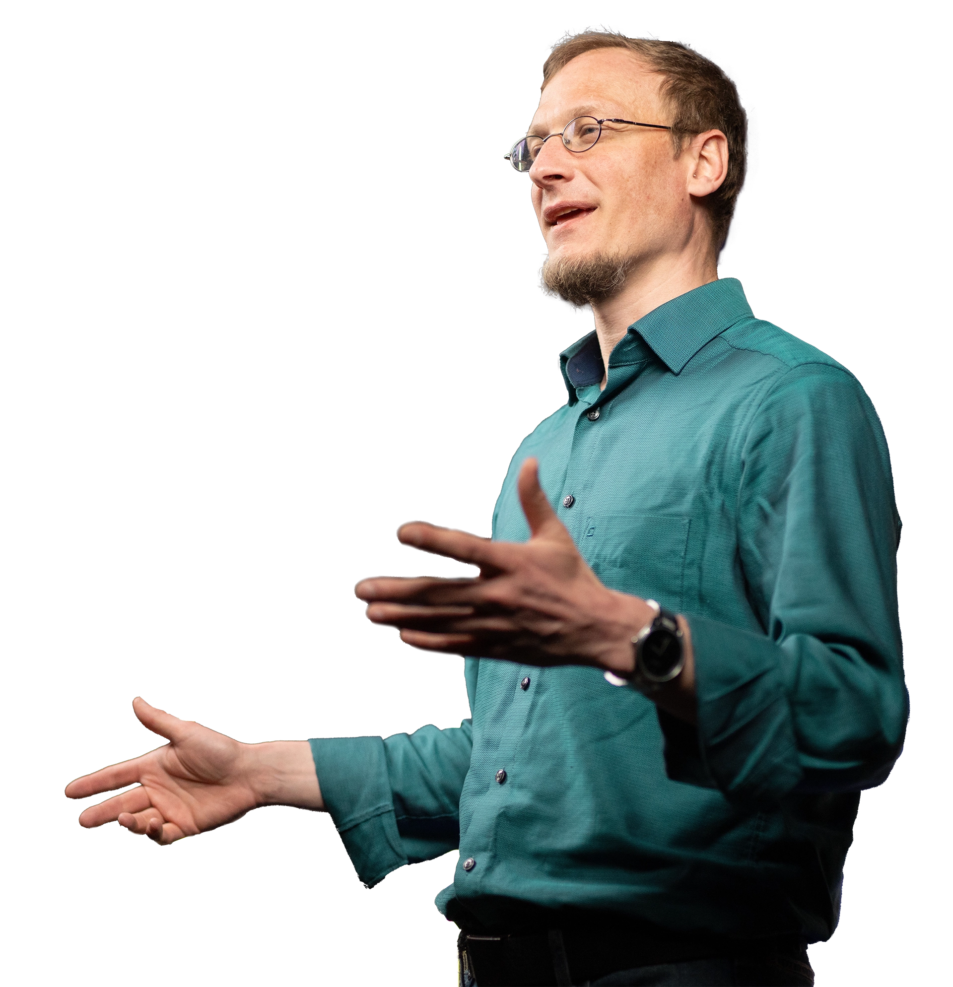 Normann Lindner, Managing Partner at MINTED, gives a presentation on funding on stage
