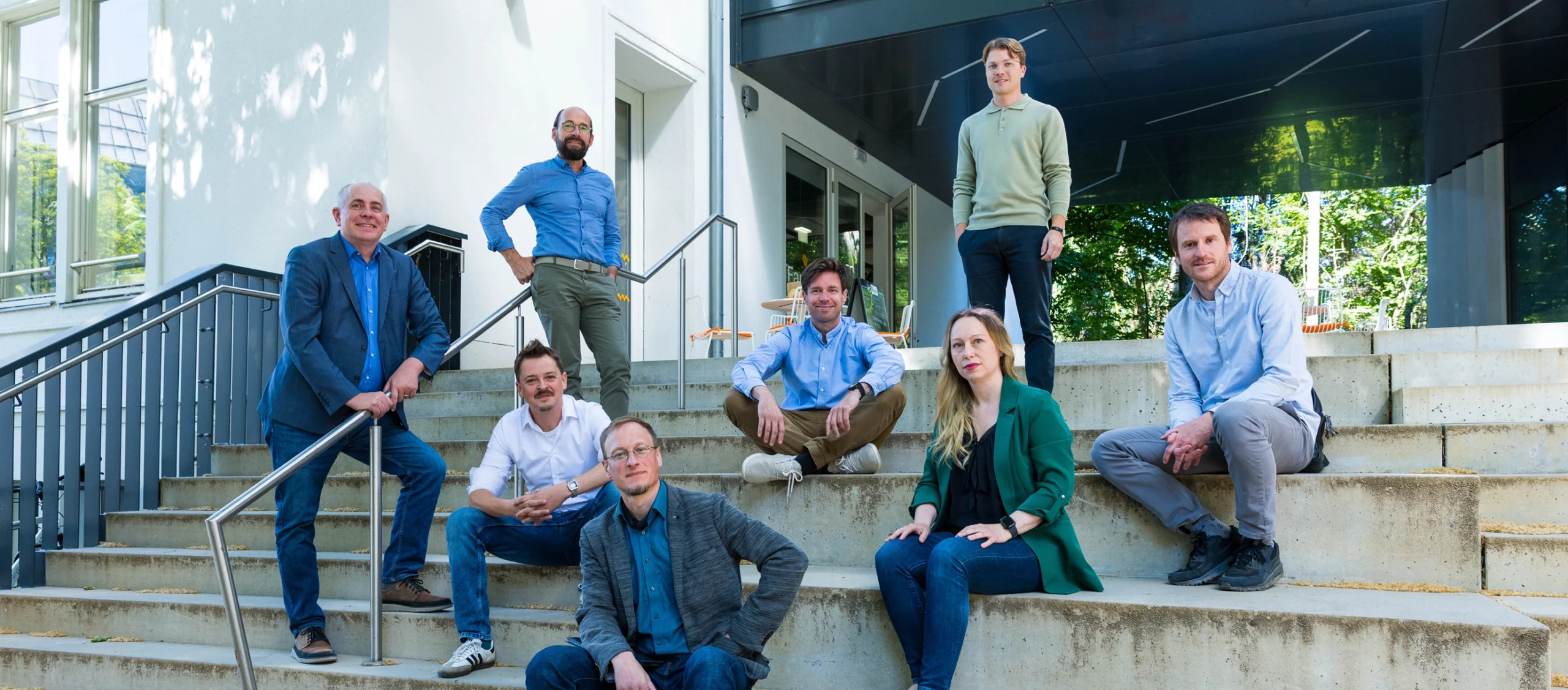 MINTED Förderberatung Gruppenfoto von links nach rechts: Martin Kafesie, Simon Werba, Markus Weiss, Normann Lindner, Manuel Rainer, Elke Mattheiss, Adrian Muzler, Alain Straus